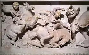 Bas-relief représentant Alexandre monté à cheval qui combat un cavalier perse