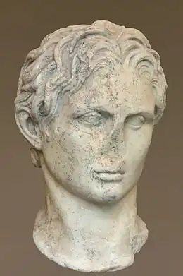 Alexandre. Copie en marbre d'un original (v. 330), de Lysippe. Glyptothèque de Munich