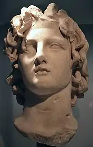 Portrait d'Alexandre, copie romaine d'un original de Lysippe,glyptothèque de Copenhague.