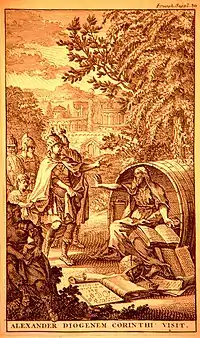 Alexandre visitant Diogène à Corinthe.