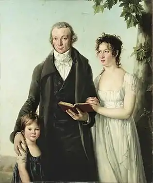 Alexandre Lenoir avec son épouse Adélaïde Binart et leur fille Zélia (vers 1800), attribué à Pierre-Maximilien Delafontaine