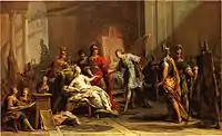 Alexandre donne sa maîtresse Campaspe à Apelle, ou La Peinture, Jean II Restout (XVIIIe siècle).