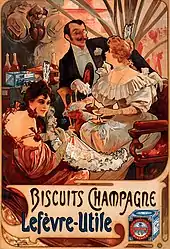 Alfons Mucha, affiche publicitaire pour les biscuits Champagne de Lefèvre-Utile, 1896.