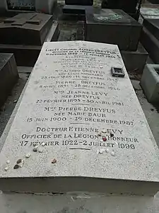 Tombe d'Alfred Dreyfus au cimetière du Montparnasse (division 28).