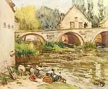 Alfred Sisley, Lavandières à Moret (1888).