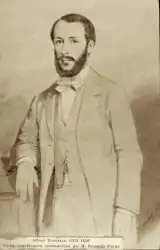 Portait dessiné d'un homme portant une barbe.