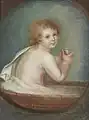Alfred de Vigny enfant au bain, pastel de sa mère Marie-Jeanne-Amélie de Baraudin, vers 1799