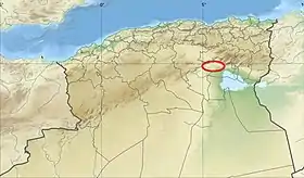Localisation des monts du Zab en Algérie.