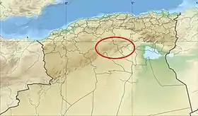 Localisation des monts des Ouled Naïl en Algérie.