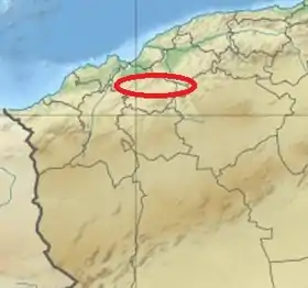 Localisation des monts des Beni-Chougrane au Nord-Ouest de l'Algérie.