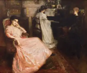 La leçon de piano (1893),  huile sur toile,  localisation inconnue.
