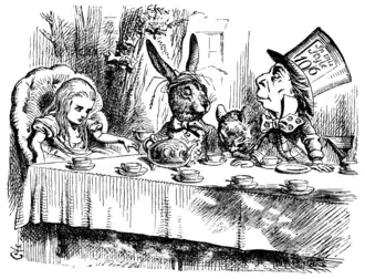 Illustration d'origine (1865), par John Tenniel, du roman de Lewis Carroll, Les Aventures d’Alice au pays des merveilles.