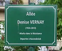 Plaque de l'allée Denise-Vernay, Paris 6e