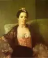 Portrait d'une femme brune en costume XVIIIe siècle
