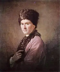  Portrait de Rousseau dans la tenue « arménienne » (toque et col de fourrure) qu'il portait à Londres.