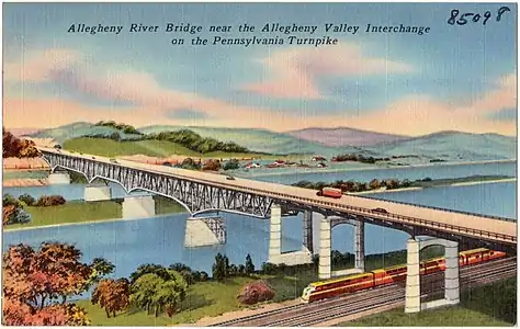 Pont de l'Allegheny River près de l'Allegheny Valley Interchange sur the Pennsylvania Turnpike. Idem