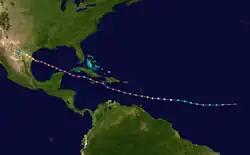 Trajectoire du Cap Vert au Texas.