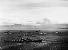 L'USS Missouri dans la baie de Sagami le 28 Août 1945