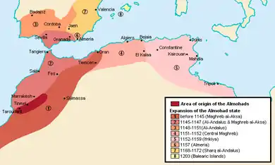 Carte de l'Afrique du Nord et de la péninsule ibérique.