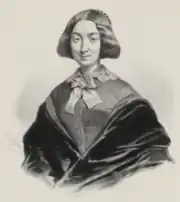 Portrait gravé d'une femme, en buste.