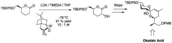 α-hydroxylation dans la synthèse de l'acide okadaïque.