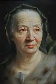 Portrait d'une vieille femme à l'écharpe verte (avant 1768), Gemäldegalerie Alte Meister, Dresde