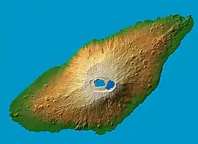 Carte topographique (MNT) d'Ambae, avec le Manaro Voui en son centre.