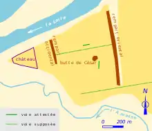 Carte en couleurs proposant un tracé pour les rues d'une ville antique.