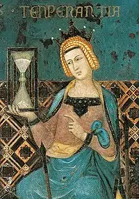 Première figuration d'un sablier, 1337-1340.
