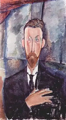 Modigliani, Paul Alexandre devant un vitrage, 1913.