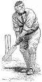 Caricature représentant un joueur de cricket de forte corpulence.