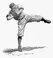 Caricature représentant un joueur de baseball.