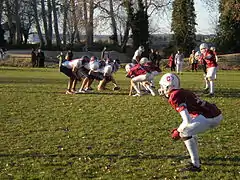 Centurions Nîmes (en rouge) vs Hurricanes (en blanc) en cadets (U17), la Bastide (30).