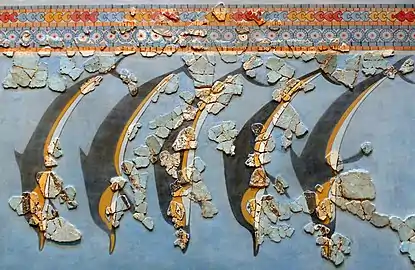 Fresque des dauphins (de), provenant de la forteresse de Gla. Vers -1220.