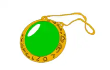 Dessin d'amulette avec un rubis vert.