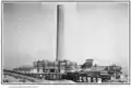 La cheminée en 1920, avec des filtres électrostatiques à sa base.