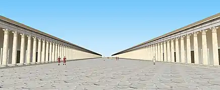 Restitution de la colonnade de l'allée principale de la ville antique d'Anazarba.
