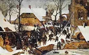 Brueghel l'Ancien : Adoration des Rois Mages dans la neige