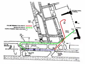 Itinéraires de roulage et de décollage des avions accidentés.