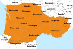 Carte de l'ancien occitan au début du XIIe siècle