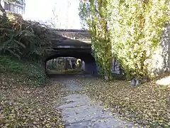 Lit de la Bièvre recouverte sous le pont de l'avenue Paul Doumer (en 2017, avant les travaux de remise à surface).