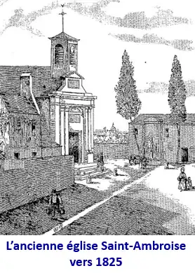 L'ancienne église Saint-Ambroise vers 1825