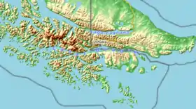 Carte topographique des Andes fuégiennes