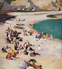 André Devambez, La plage d'Yport, v. 1920.