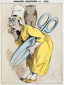 Madame Anastasie, figure satirique de la censure, publié dans L'Éclipse du 19 juillet 1874.