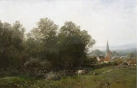 Paysage avec une église de village, localisation inconnue.