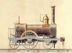 Première locomotive, dite « Napoléon », produite pour la Compagnie du chemin de fer de Mulhouse à Thann.