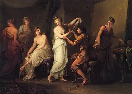 Zeuxis choisissant des modèlespour sa peinture d'Hélène de TroieAngelica Kauffmann, 1778Providence, université Brown