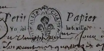 timbre de papier timbré de la Généralité de Chaalons, 1674, un sol la feuille ;