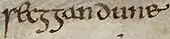 Détail d'une page manuscrite montrant les mots « secggan dune » en écriture insulaire